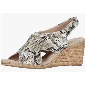 Clarks Women's Lafley Alaine Wedge Sandal, Taupe Snake Synthetic, 7.5 M US